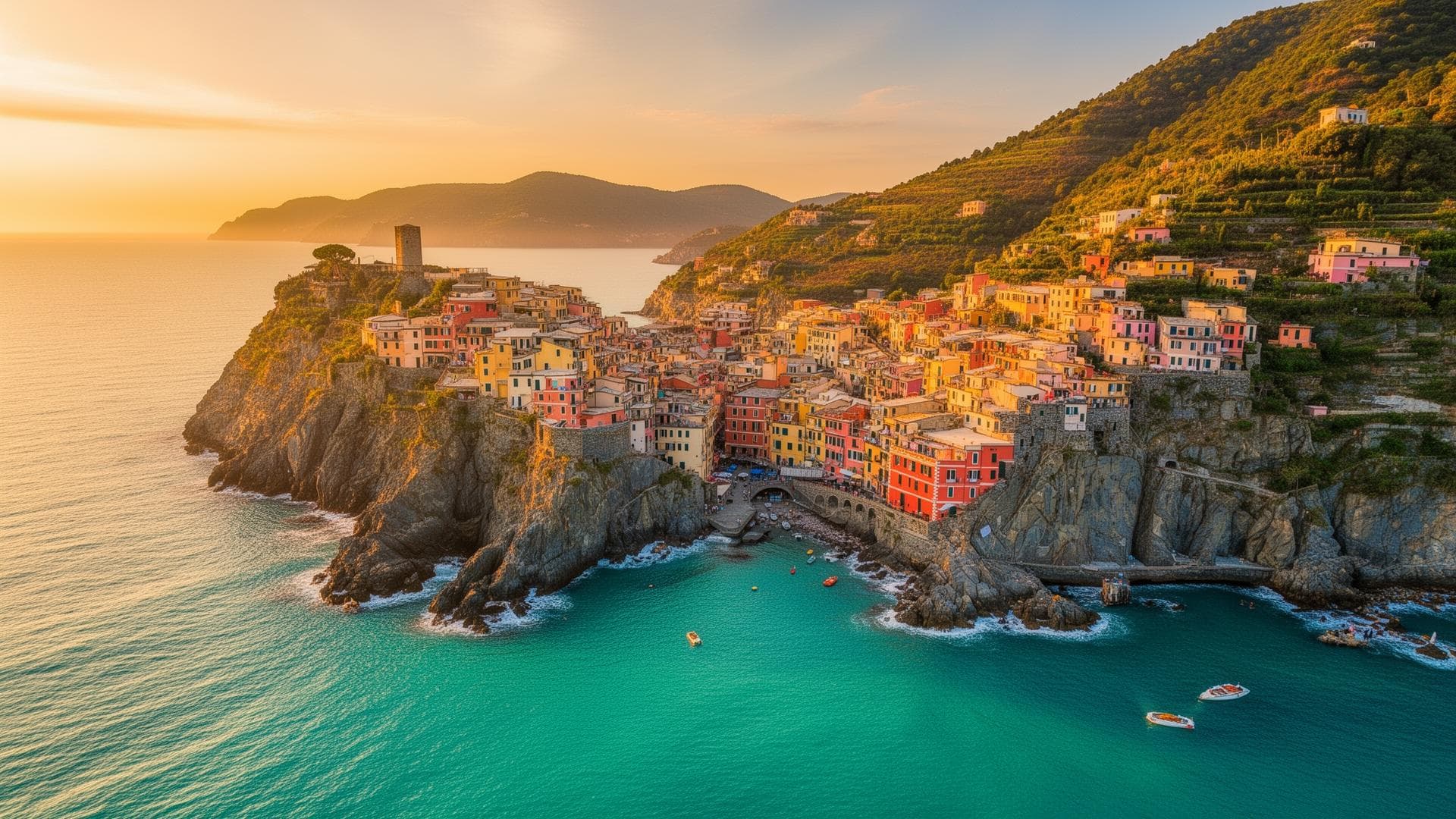 Stunning coastal village at golden hour